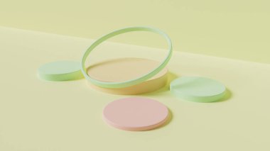 Ürün gösterimi için podyum ile 3D görüntüleme en düşük arkaplan, geometrik sahne.