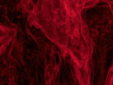 Abstract red smoke swirling on dark black background