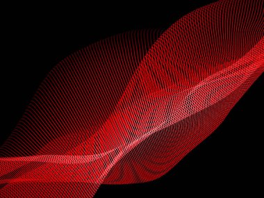 Red wave pattern with thin lines flowing on a dark background.