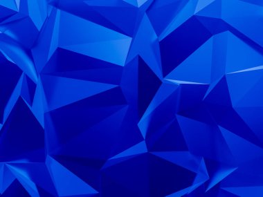 Keskin geometrik kenarlı pürüzsüz mavi cam yüzey.