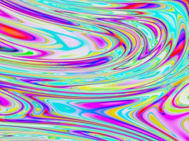 Pembe, mor ve mavi tonlarda canlı yanardöner dalgalar cam gibi pürüzsüz bir doku yaratıyor..