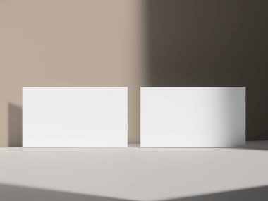 Dengeli ışık ve bej gri arkaplanlı temiz bir kartvizit modeli