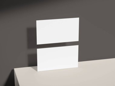 Minimum masa üzerinde yumuşak gölgeler olan dikey istiflenmiş kartvizit modeli