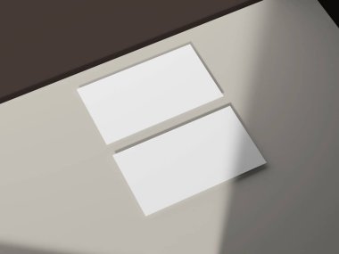 Asgari masa kenarında açılı üst görünüm kartviziti modeliName