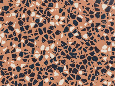 Koyu deniz taşı kontrastlı kalın terracotta terrazzo desenli arka plan