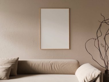 Dikey ahşap çerçeveli doğal estetik iç mekan