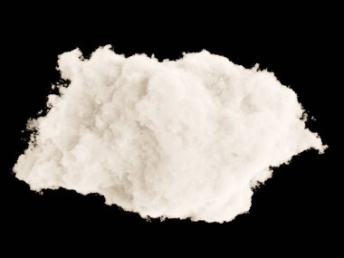 Koyu siyah arka planda izole edilmiş tek bir beyaz tüylü bulut