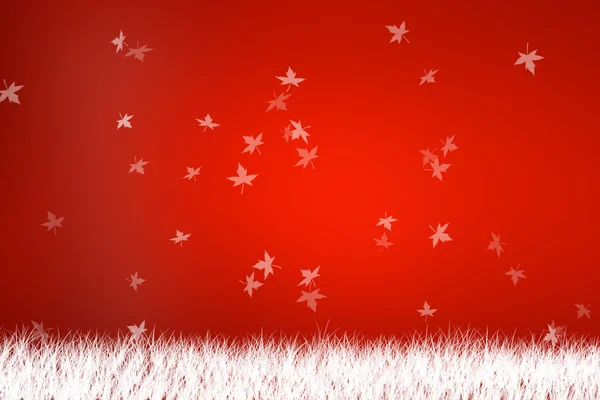 Folha branca no fundo vermelho e grama — Fotografia de Stock