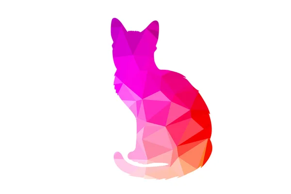 Chat polygonal coloré sur fond blanc — Photo