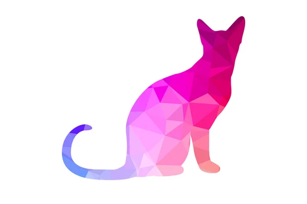 Beyaz arka plan üzerinde renkli poligonal kedi