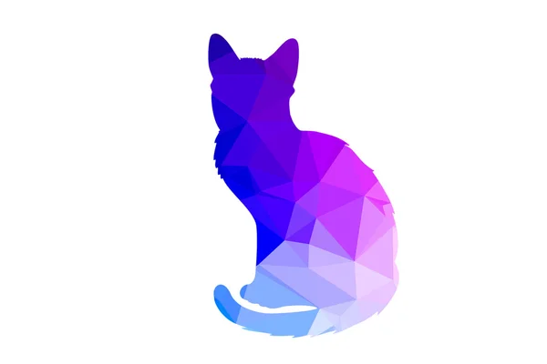 Gato poligonal colorido sobre fondo blanco — Foto de Stock