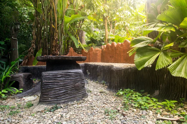 Chairs and table in bali garden — Stock Photo, Image
