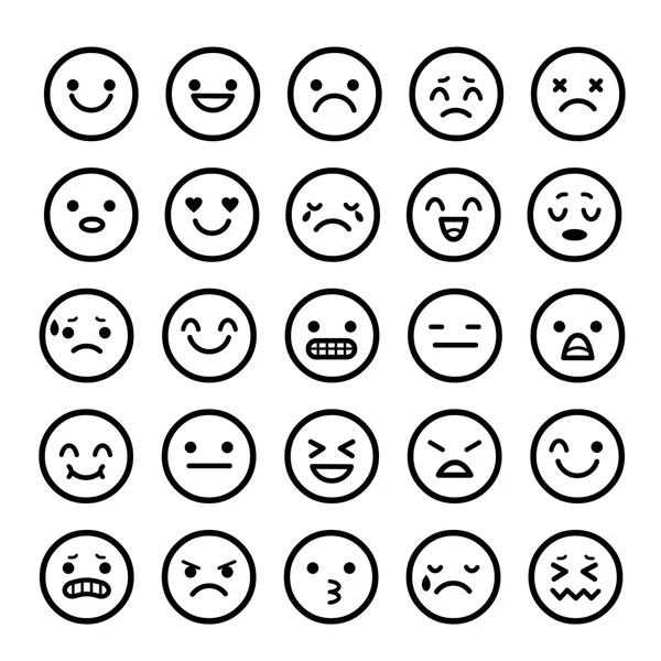 Ícones vetoriais de rostos sorridentes emoção Desenhos animados — Vetor de Stock