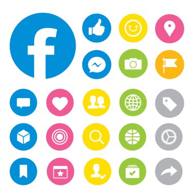 Facebook sosyal medya simgeler vektör düğme