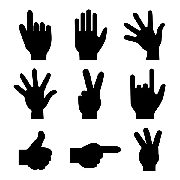 Manos dedos señales sobre fondo blanco vector ilustración — Vector de stock