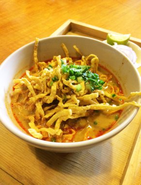 Khao Soi, Northern style curried noodle soup, Thailand clipart