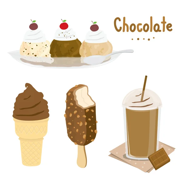 Шоколадное мороженое Dessert Cartoon Vector — стоковый вектор