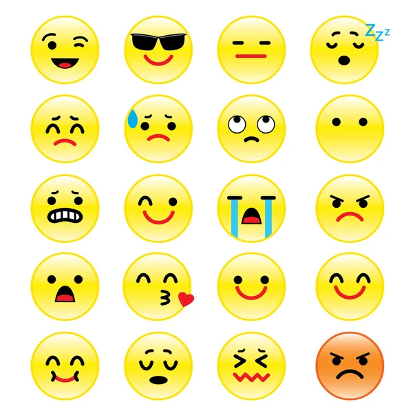 Vector iconen van smiley gezichten emotie Cartoon — Stockvector