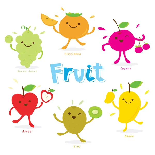 Mignon vecteur de bande dessinée de fruits — Image vectorielle