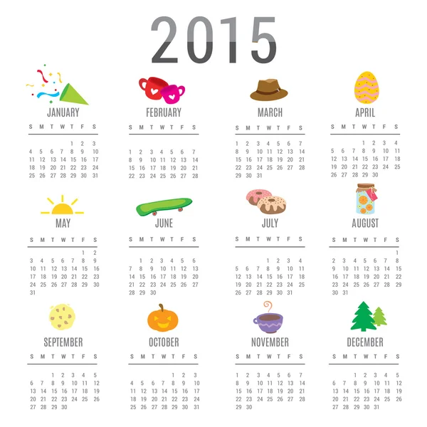 Kalendarz kreskówka 2015 wektor ładny — Wektor stockowy