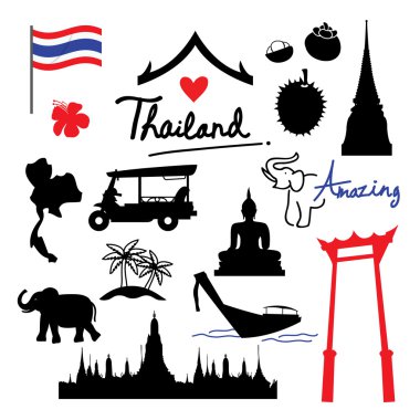Tayland yer işareti seyahat simgesi karikatür vektör