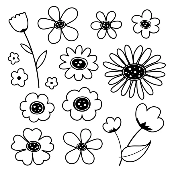 Blume niedlich schwarz Symbol Vektor — Stockvektor