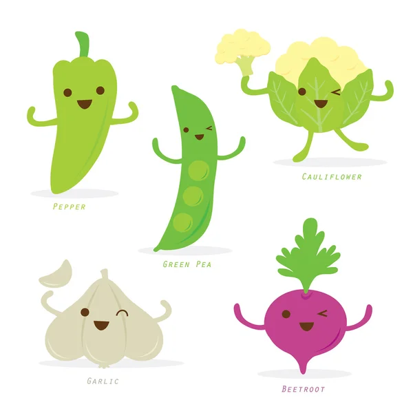 Vegetable Cartoon Cute Set Vector — Stock Vector
