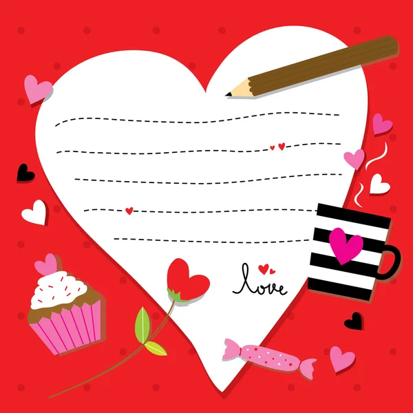 Valentine enviou-lhe com o coração de papel de amor bonito Cartoon Vector — Vetor de Stock