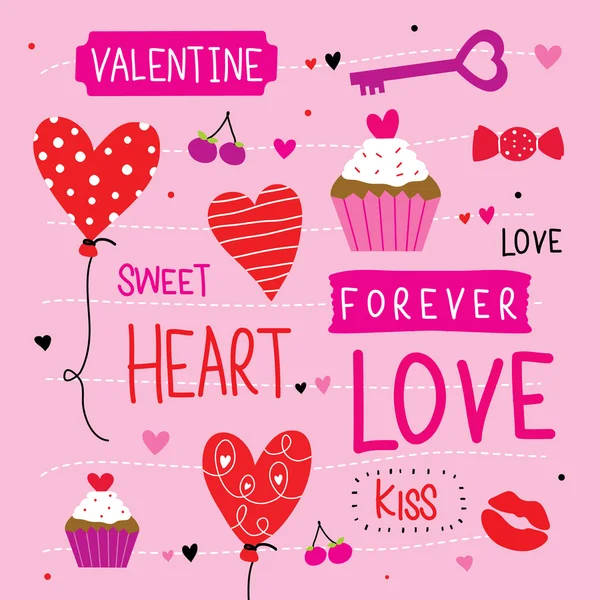 Ik hou van je lieverd Cute Cartoon Vector Valentine — Stockvector