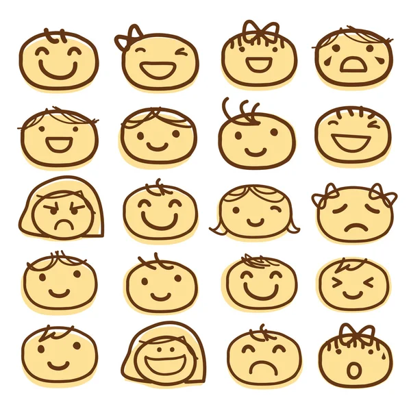 Face Kids Draw Emotion Feeling Icon Cute Cartoon Vector Design - Stok Vektor