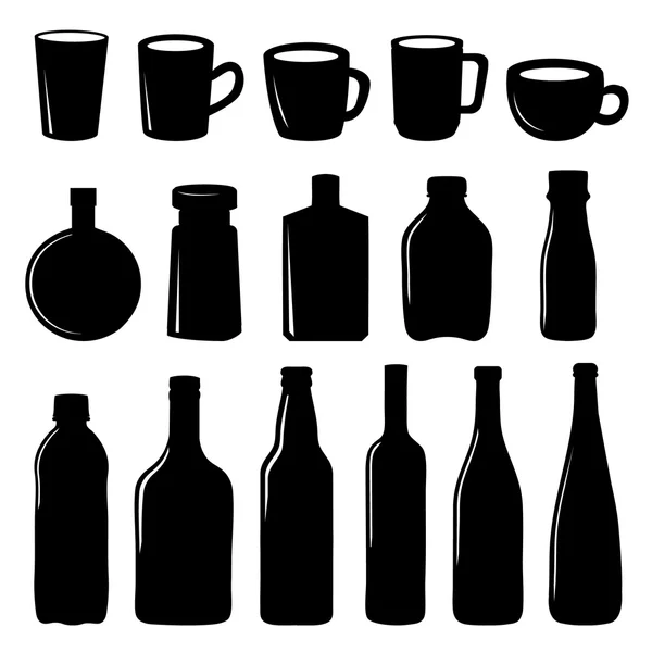 Puchar i butelka ikona czarny wektor wzór — Wektor stockowy