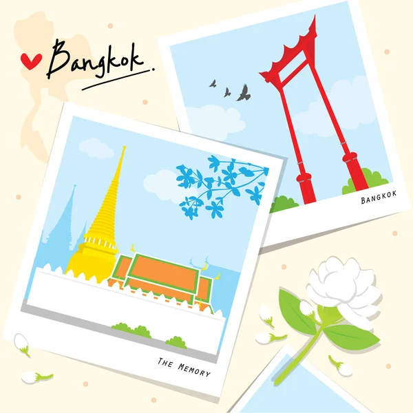 Bangkok Tailândia Lugar Monumento Viagem Templo cartoon vector — Vetor de Stock