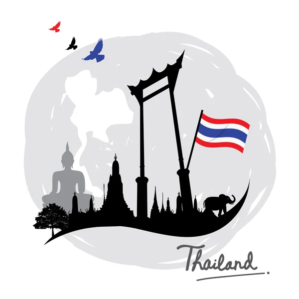 Thailand Ort Wahrzeichen Reise-Ikone Cartoon-Vektor — Stockvektor