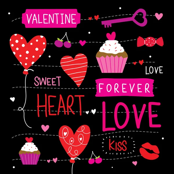 Ik hou van je lieverd Cute Cartoon Vector Valentine — Stockvector