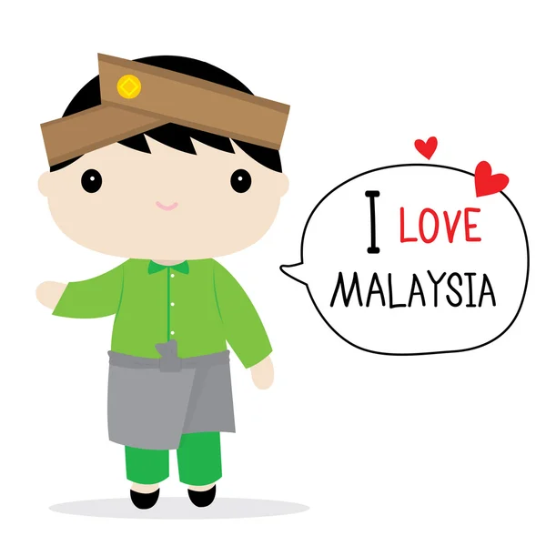 Malezya erkekler Ulusal karikatür vektör