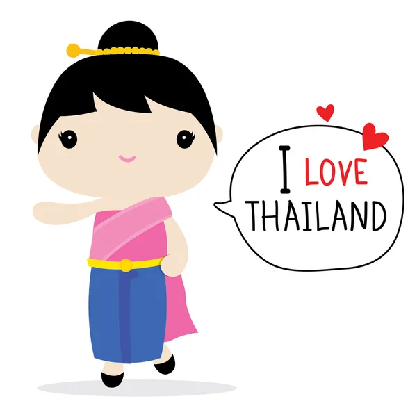 Tailandia Mujeres Vestido Nacional Vector de dibujos animados — Vector de stock