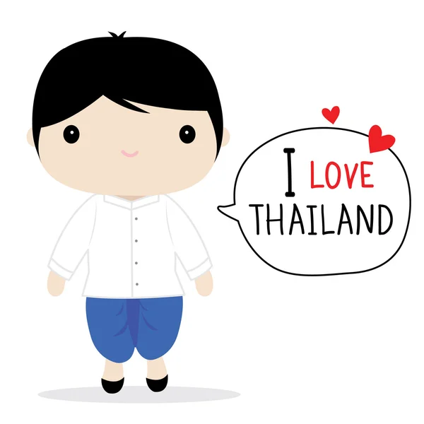 Thaïlande Hommes robe nationale vecteur de bande dessinée — Image vectorielle