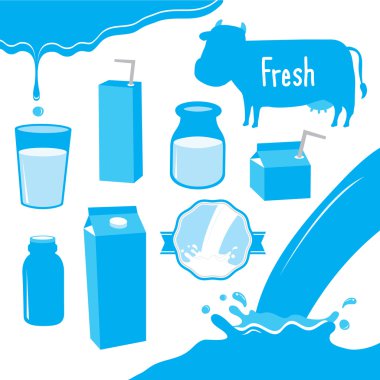 Cow Milk Packaging Blue Icon Cartoon Vector Design clipart