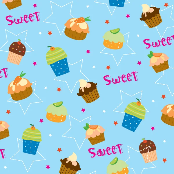 Cupcake sweet cute cartoon Gift Wrapping design Vector — Stock Vector