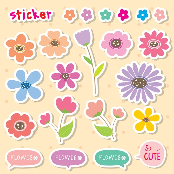 Sticker Flower Cartoon Cute Color Icon Vector — Stockvector