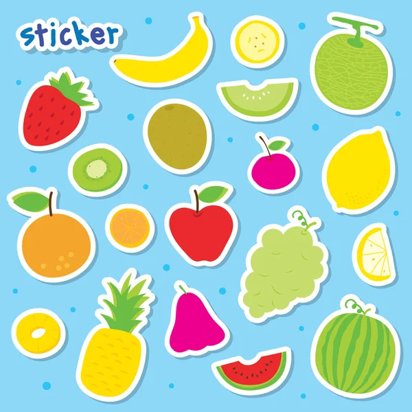 Etiqueta engomada fruta lindo vector de dibujos animados — Vector de stock