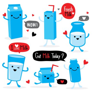 Süt paketi karikatür karakter sevimli vektör