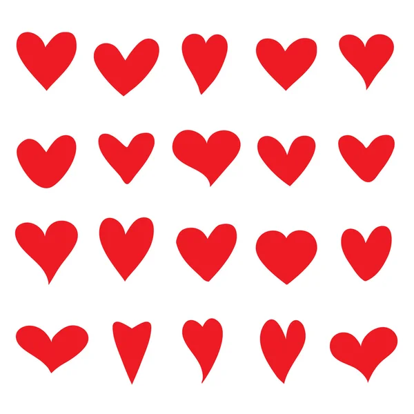 Tasarımınız için kırmızı vektör kalplerin koleksiyonu — Stok Vektör