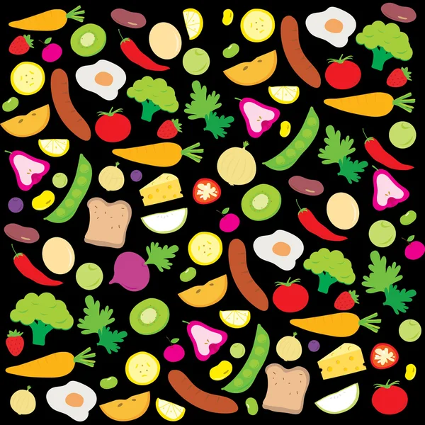 Fruit Vegetable Healthy Food Cook Ingredient Nutrient cute cartoon vector - Stok Vektor