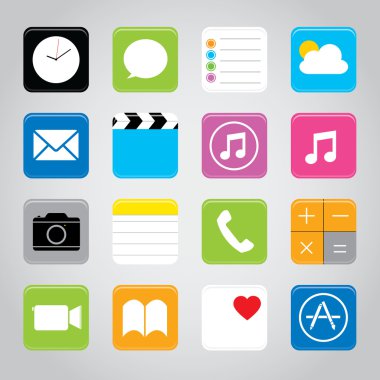 Dokunmatik akıllı telefon mobil uygulama düğme simge vektör çizim