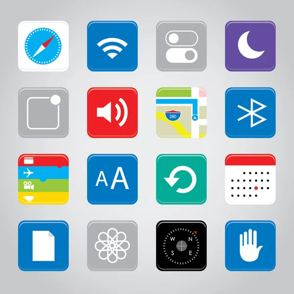 Dokunmatik akıllı telefon mobil uygulama düğme simge vektör çizim