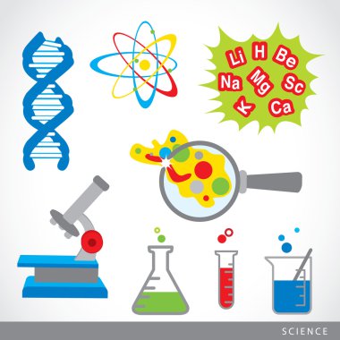 set of science stuff icon Lab cartoon vector clipart