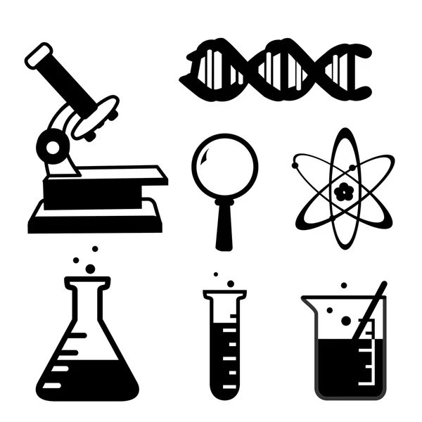 Set di scienza roba icona laboratorio cartoni animati icona vettore — Vettoriale Stock