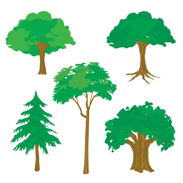 Drzewo natura wektor zielony kreskówka — Wektor stockowy