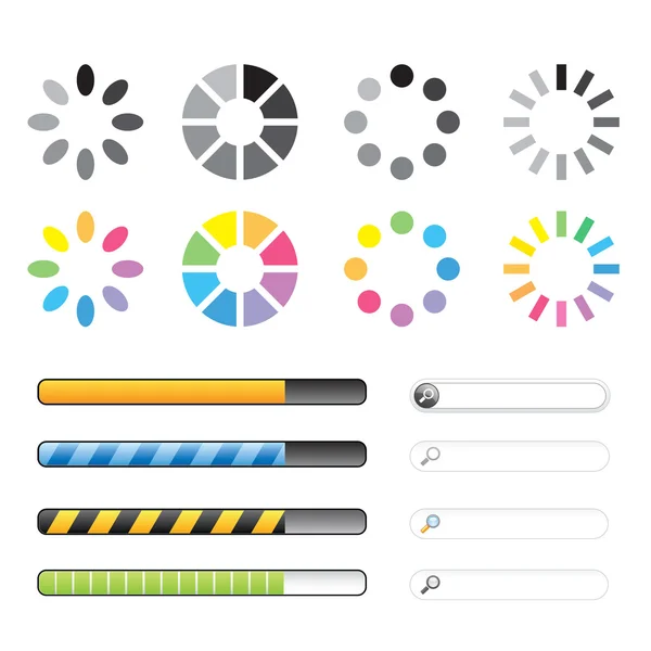 Jeu d'icônes de chargement et de mise en tampon. Illustration vectorielle — Image vectorielle